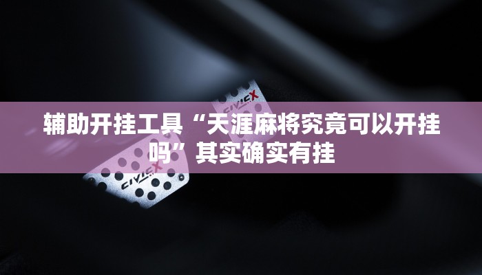 辅助开挂工具“天涯麻将究竟可以开挂吗”其实确实有挂